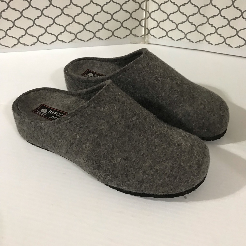Haflinger Grey Wool Clog Slippers Size 40